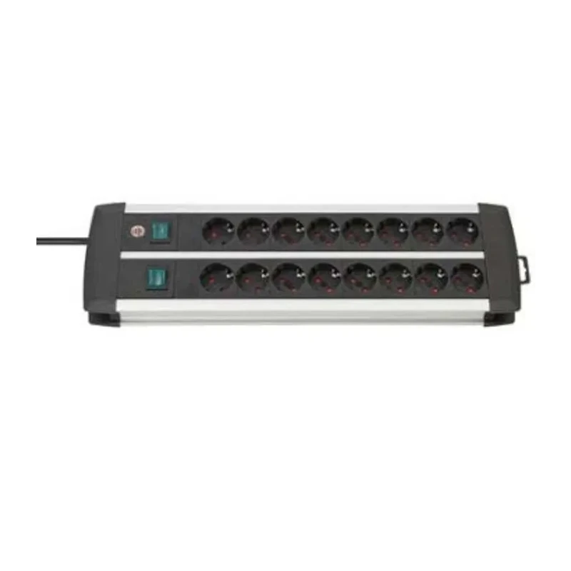 brennenstuhl Premium-Alu-Line 3 m 16 Socket Extension Lead Black Polyvinyl Chloride Jacket IP20 IP20