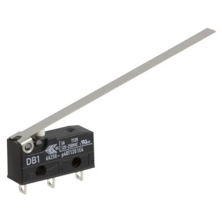ZF Long Hinge Lever Micro Switch, Solder Terminal, 6A, 250 V ac, SPDT, IP50 DB1C-A1LD