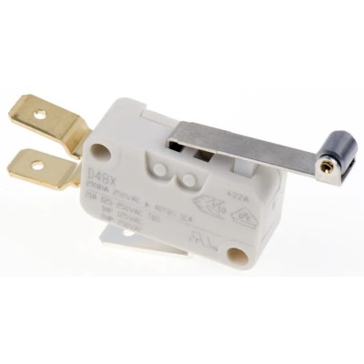 ZF Roller Lever Miniature Micro Switch, Tab Terminal, 21A, 250V AC, SPDT, IP40 D489-V3RD
