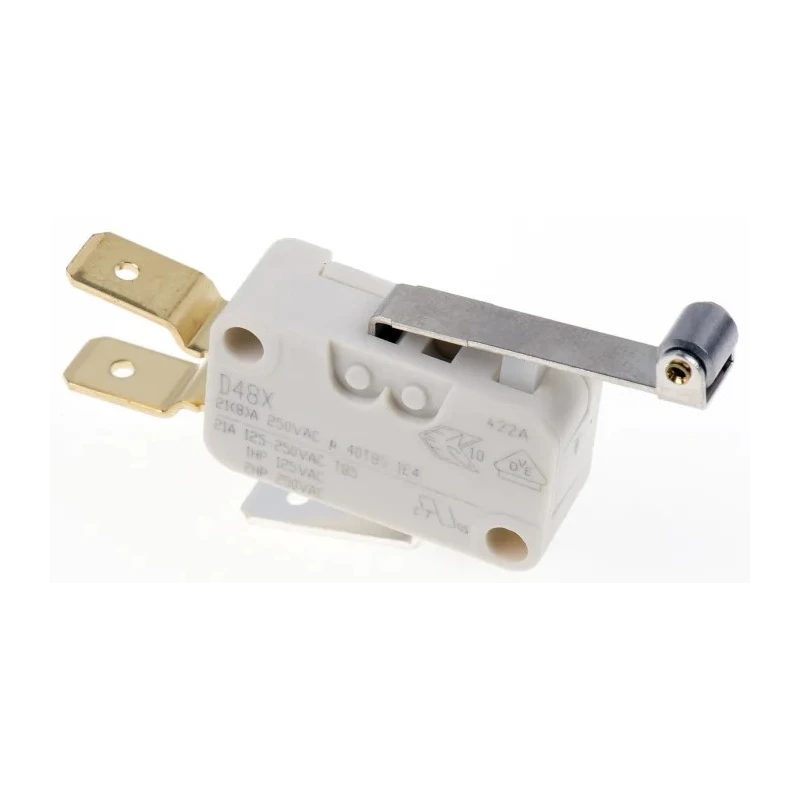 ZF Roller Lever Miniature Micro Switch, Tab Terminal, 21A, 250V AC, SPDT, IP40 D489-V3RD