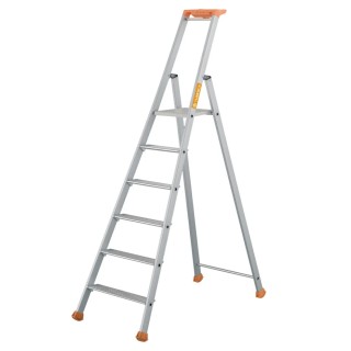 TUBESCA Anodised Aluminium 6 Steps Step Ladder, 1.32m Platform Height, 1.97m Open Length 02370006