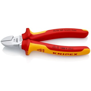Knipex 160mm VDE/1000V Approved Bevel Side Cutter 70 06 160