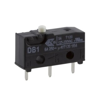 ZF Button Micro Switch, Through Hole Terminal, 6A, 250 V AC, SPDT, IP50 DB1C-C1AA