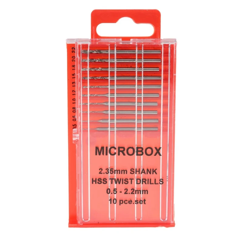 RS PRO 10-Piece Multi-Material High Speed Steel Twist Drill Bit Set, 0.5 mm to 2.2 mm, Metric Sizes, Model 162-5348