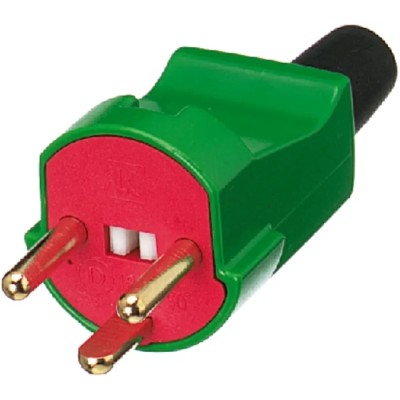 LK 10A 250V Denmark Mains Plug Red Green Cable Clamp 210A1186
