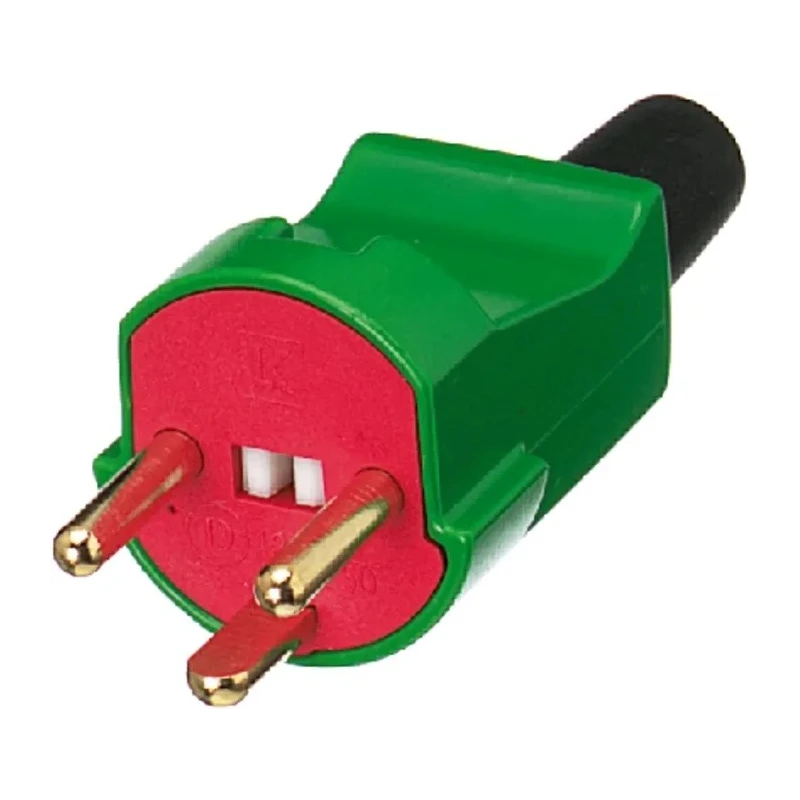 LK 10A 250V Denmark Mains Plug Red Green Cable Clamp 210A1186