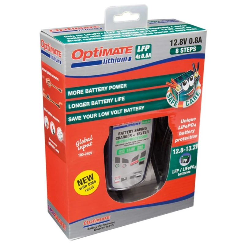 TecMate Automotive 12V 0.8A LiFePO4 Battery Charger Optimate Lithium TM470