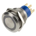 KNITTER-SWITCH Illuminated Vandal Proof Momentary Push Button Switch Panel Mount 22.2 mm Cutout SPDT Red MAV22A0F20E-312-JR