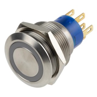 KNITTER-SWITCH Illuminated Vandal Proof Momentary Push Button Switch Panel Mount 22.2 mm Cutout SPDT Red MAV22A0F20E-312-JR