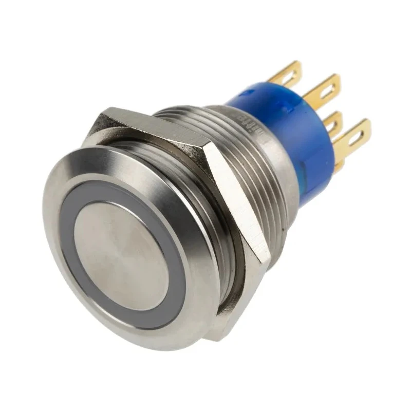 KNITTER-SWITCH Illuminated Vandal Proof Momentary Push Button Switch Panel Mount 22.2 mm Cutout SPDT Red MAV22A0F20E-312-JR
