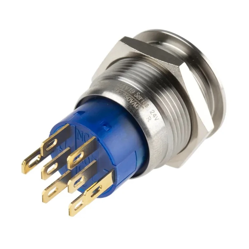 KNITTER-SWITCH Illuminated Vandal Proof Momentary Panel Push Button Switch DPDT Red LED IP67 250V MAV19A0F20E-324-JR