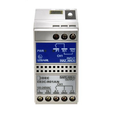 Idec Single-Channel Relay Barrier Zener Isolation Barrier DIN Rail Mount 100-240V AC 14.2mA ATEX EB3C-R01AN