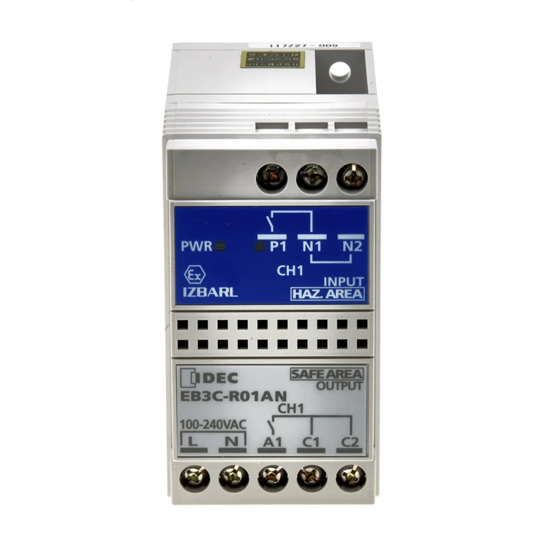 Idec Single-Channel Relay Barrier Zener Isolation Barrier DIN Rail Mount 100-240V AC 14.2mA ATEX EB3C-R01AN