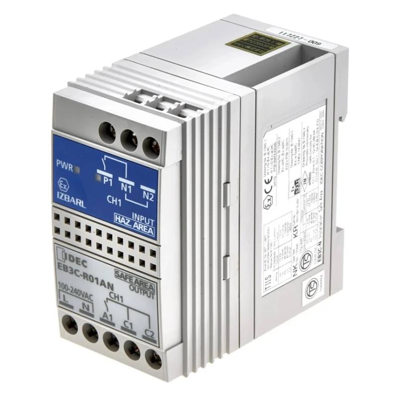 Idec Single-Channel Relay Barrier Zener Isolation Barrier DIN Rail Mount 100-240V AC 14.2mA ATEX EB3C-R01AN