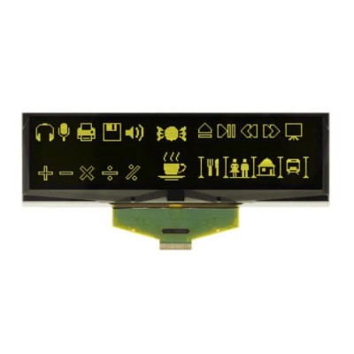 Display Visions 139.7 mm Passive Matrix Yellow OLED Display 256 x 64 Pixel COB SPI EA W256064-XGLG