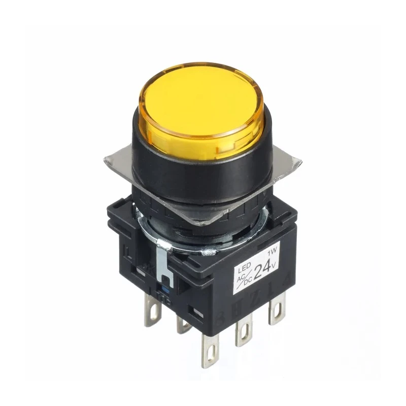 Idec LB Series Illuminated Momentary Push Button Switch, 16 mm Cutout, DPDT, Yellow LED, IP65, 30 V dc 125 V ac LB1L-M1T64Y