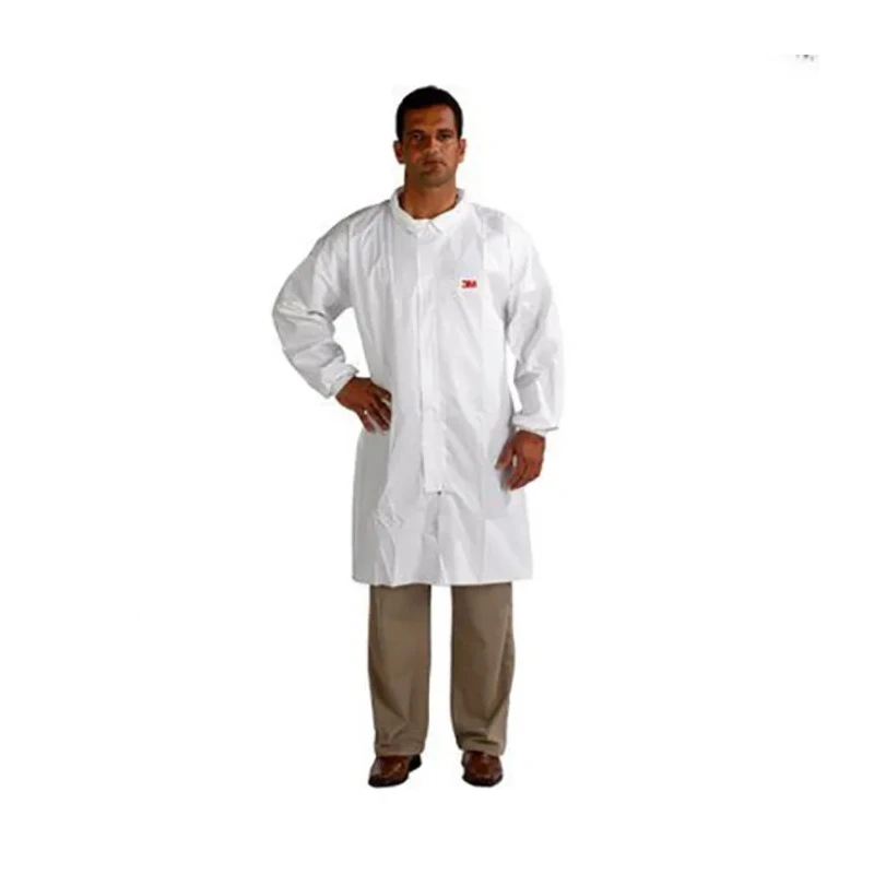 3M White Unisex Disposable Visitor Lab Coat Size M Polyethylene Material Zipper Closure 4440ZM