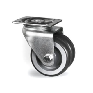 Tente Swivel Castor with 50 mm Thermoplastic Rubber Wheel, 45 kg Load Capacity, Plain Bearing Hub 1970PJO050P40