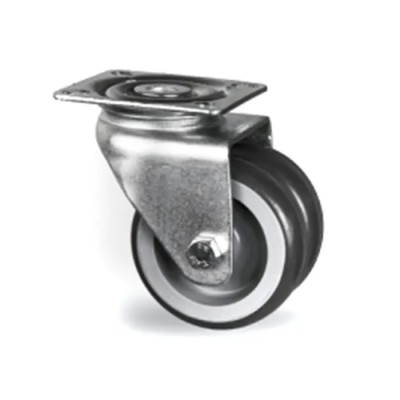 Tente Swivel Castor with 50 mm Thermoplastic Rubber Wheel, 45 kg Load Capacity, Plain Bearing Hub 1970PJO050P40
