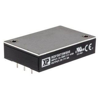 XP Power DC/DC Converter 5V DC Output 6mA 14V-160V DC Input 50W Through Hole RDF50