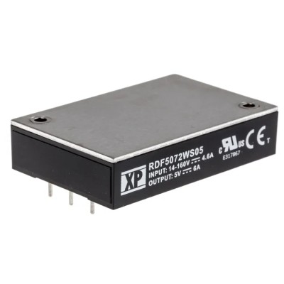 XP Power DC/DC Converter 5V DC Output 6mA 14V-160V DC Input 50W Through Hole RDF50