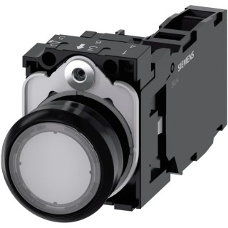Siemens SIRIUS ACT Series Illuminated Push Button Complete Unit Panel Mount 22 mm Cutout Clear SPDT IP66 3SU1102-0AB70-1FA0