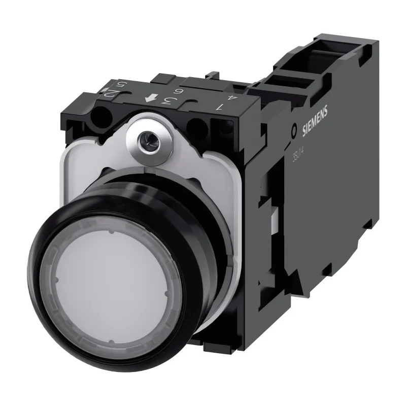 Siemens SIRIUS ACT Series Illuminated Push Button Complete Unit Panel Mount 22 mm Cutout Clear SPDT IP66 3SU1102-0AB70-1FA0
