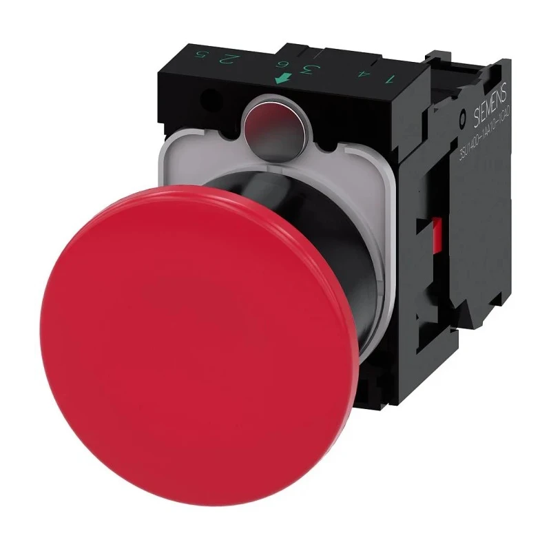 Siemens SIRIUS ACT 3SU11 Series Push Button Complete Unit Panel Mount 22 mm Cutout Red SPST IP66 IP67 3SU1100-1BA20-1CA0