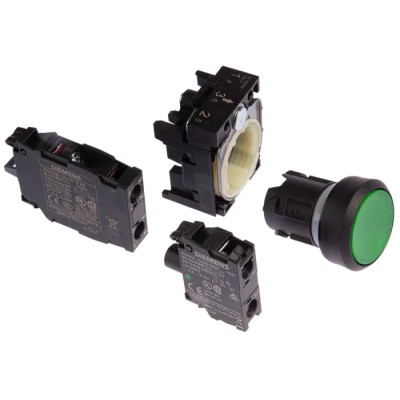 Siemens SIRIUS ACT 3SU11 Series Illuminated Push Button Complete Unit, Panel Mount, 22 mm Cutout Green 3SU1102-0AB40-1FA0