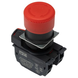 Omron Emergency Stop Push Button Panel Mount 22 mm Cutout 2 NC Contacts IP65 Red Head A22NE-P