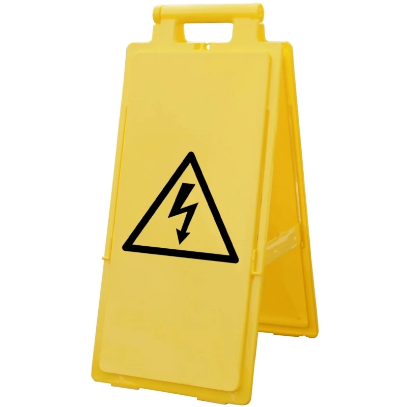 RS PRO Folding Hazard Warning Sign Electrical Hazard Polypropylene 640mm x 280mm 174-5955