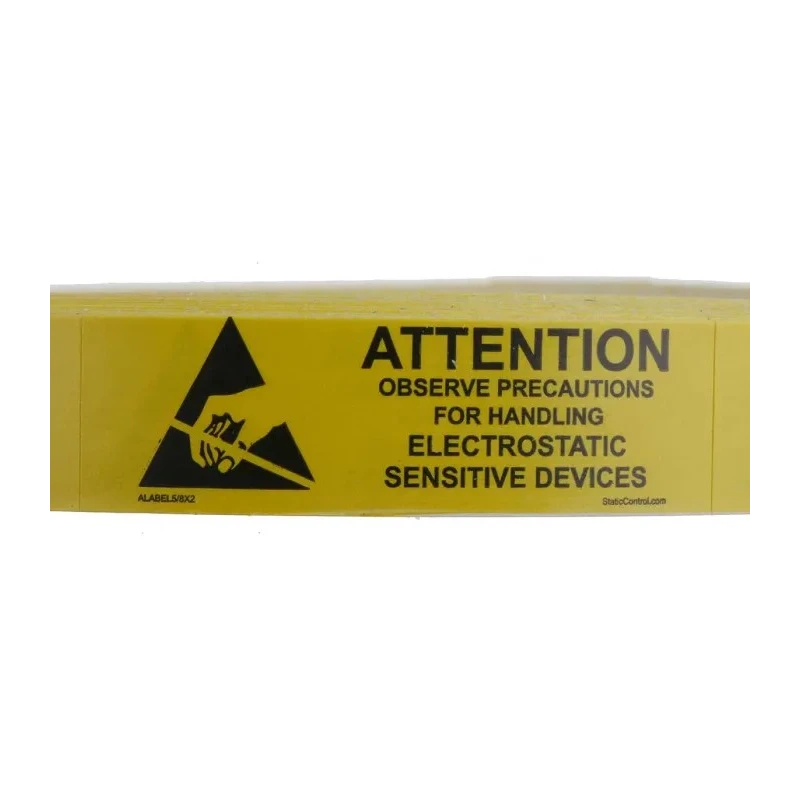 SCS Yellow Black Paper ESD Label Observe Precautions for Handling Electrostatic Sensitive Devices 16 mm x 51 mm ALABEL5/8X2