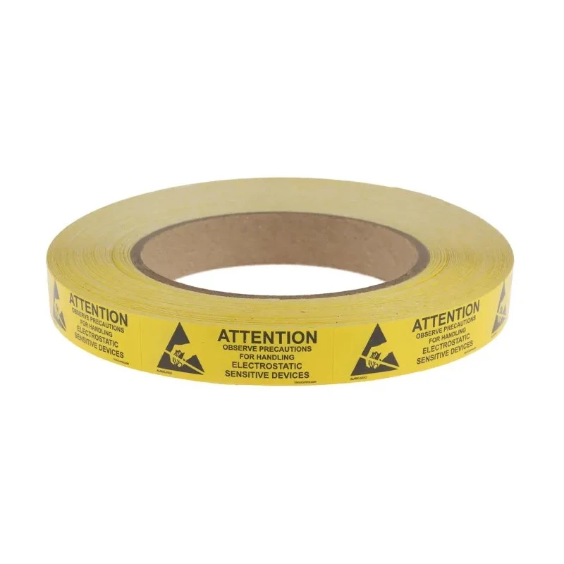 SCS Yellow Black Paper ESD Label Observe Precautions for Handling Electrostatic Sensitive Devices 16 mm x 51 mm ALABEL5/8X2