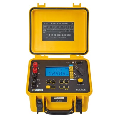 Chauvin Arnoux Handheld Ohmmeter CA 6255, 2500 Ω Max, 100 nΩ Resolution, 4 Wire Measurement P01143221