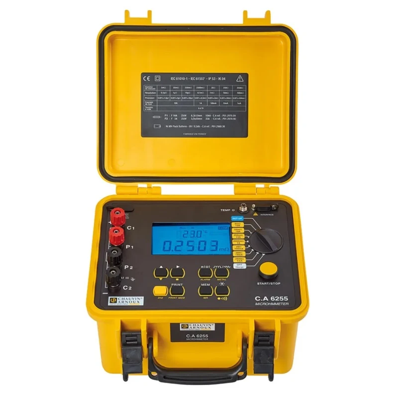 Chauvin Arnoux Handheld Ohmmeter CA 6255, 2500 Ω Max, 100 nΩ Resolution, 4 Wire Measurement P01143221