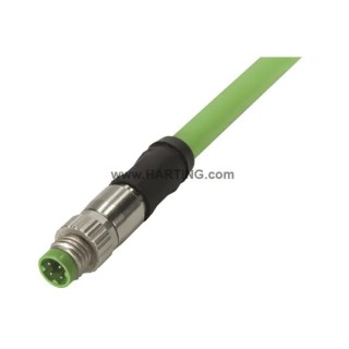 HARTING Male 4 Way Straight to 4 Way Unterminated Sensor Actuator Cable 1m 2134C700477010