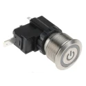 RS PRO Illuminated Push Button Switch, Latching Operation, Panel Mount, 22.2 mm Cutout, SPST, White LED, IP67, 250 175-8202