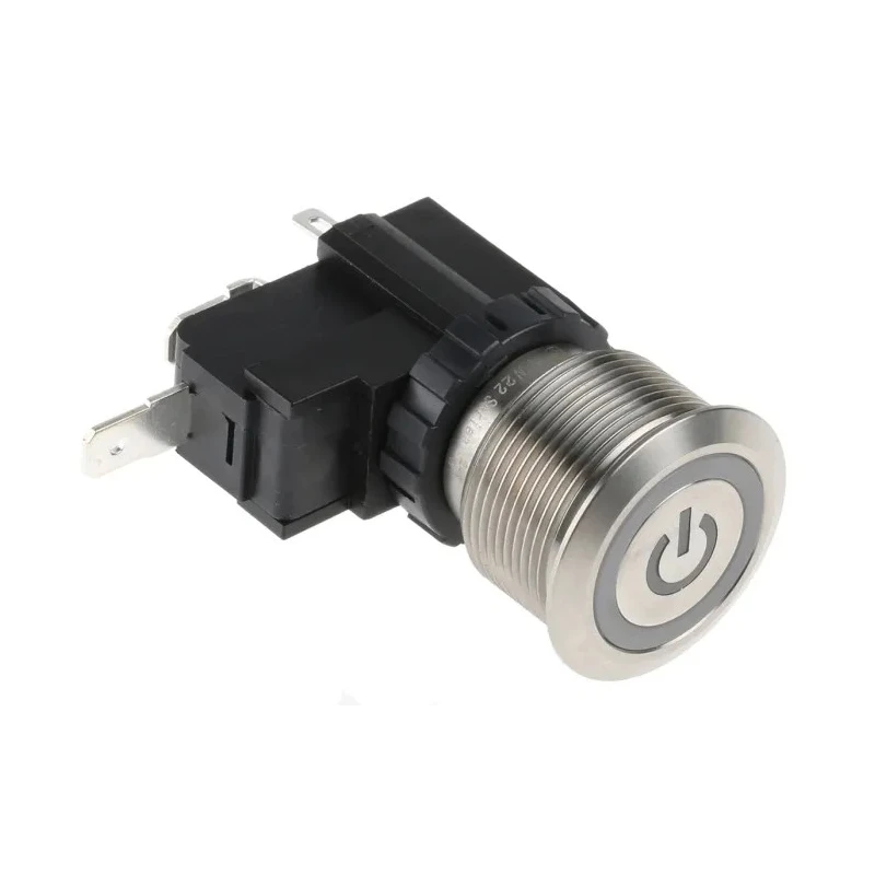 RS PRO Illuminated Push Button Switch, Latching Operation, Panel Mount, 22.2 mm Cutout, SPST, White LED, IP67, 250 175-8202