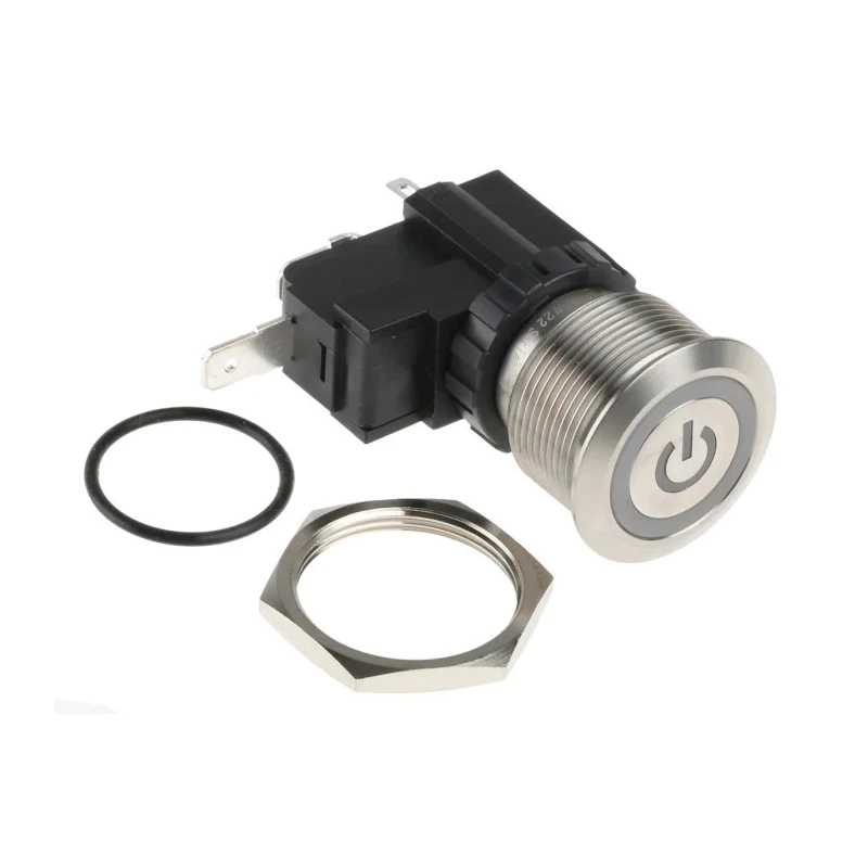RS PRO Illuminated Push Button Switch, Latching Operation, Panel Mount, 22.2 mm Cutout, SPST, White LED, IP67, 250 175-8202