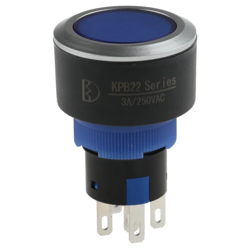 RS PRO Illuminated Push Button Switch Momentary Panel Mount SPDT Blue LED IP65 250V 3, 5A 175-8234