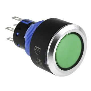 RS PRO Illuminated Momentary Push Button Switch, Panel Mount, 22.2 mm Cutout, DPDT Contact, Green LED, IP65, 250 V 175-8229