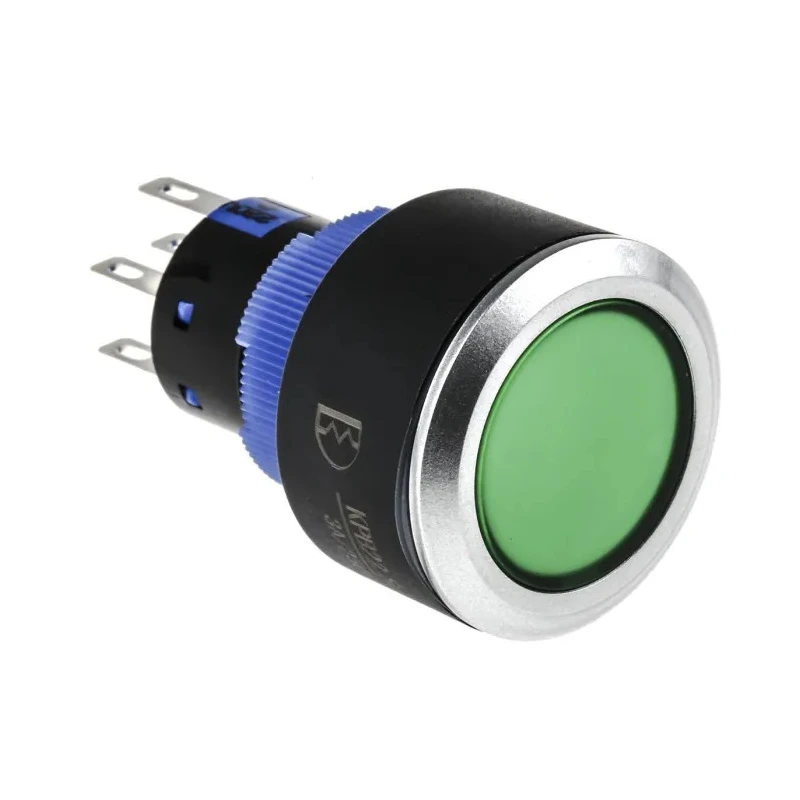 RS PRO Illuminated Momentary Push Button Switch, Panel Mount, 22.2 mm Cutout, DPDT Contact, Green LED, IP65, 250 V 175-8229