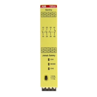 ABB Jokab 24V DC Safety Relay, 4 Safety Contacts, 3 NO/1 NC, Multi-Reset, Screw Terminal, CE Certified TSR20