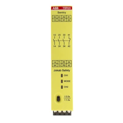 ABB Jokab 24V DC Safety Relay, 4 Safety Contacts, 3 NO/1 NC, Multi-Reset, Screw Terminal, CE Certified TSR20