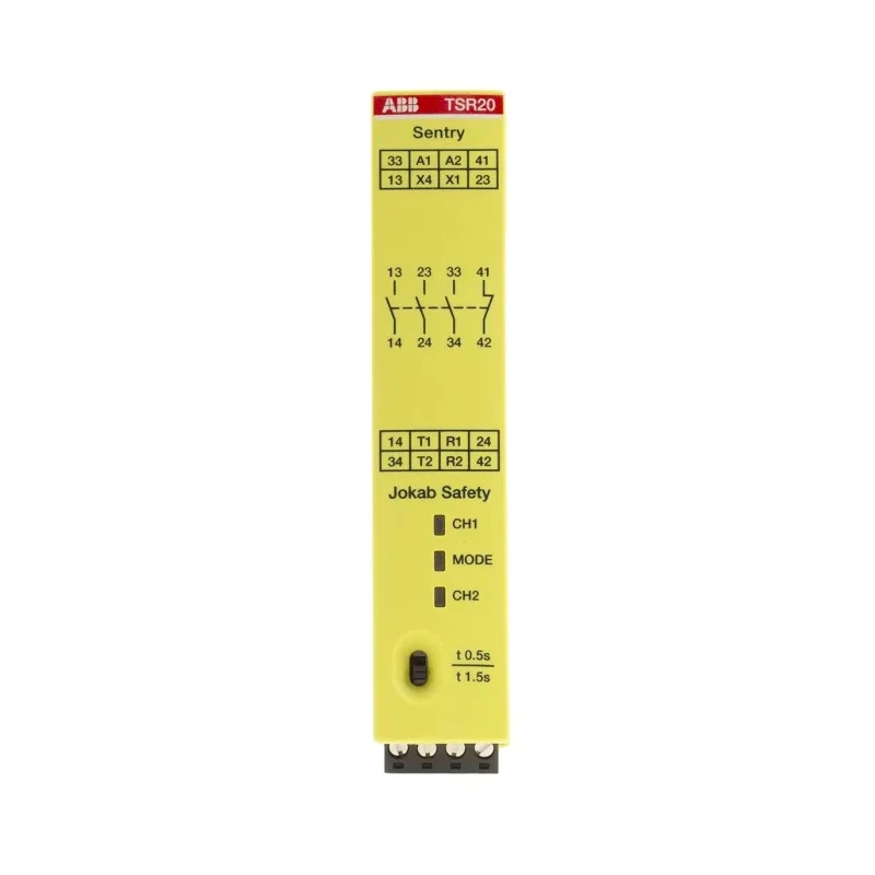 ABB Jokab 24V DC Safety Relay, 4 Safety Contacts, 3 NO/1 NC, Multi-Reset, Screw Terminal, CE Certified TSR20