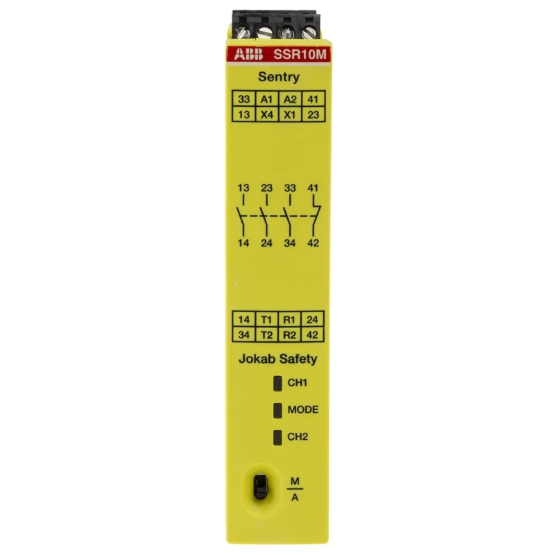 ABB Jokab 375V DC Safety Relay with 4 Safety Contacts and 3 NO/1 NC Contact Configuration SSR10M