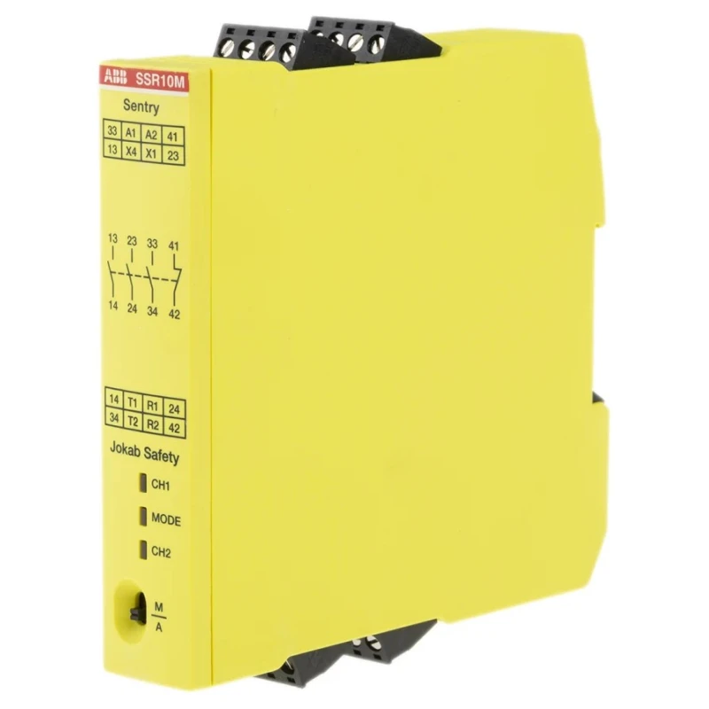 ABB Jokab 375V DC Safety Relay with 4 Safety Contacts and 3 NO/1 NC Contact Configuration SSR10M