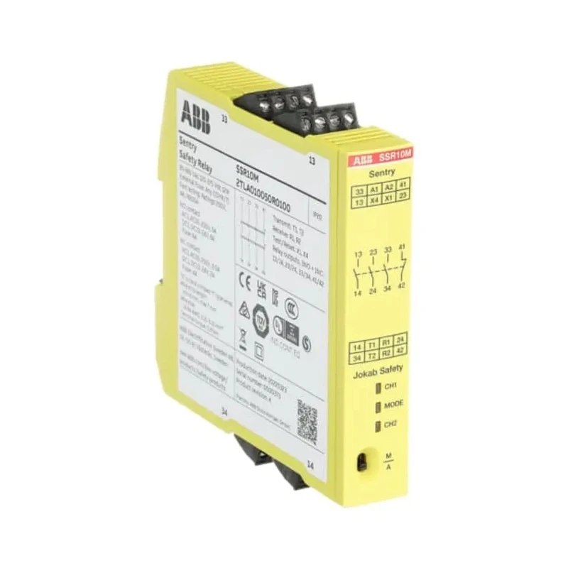 ABB Jokab 375V DC Safety Relay with 4 Safety Contacts and 3 NO/1 NC Contact Configuration SSR10M