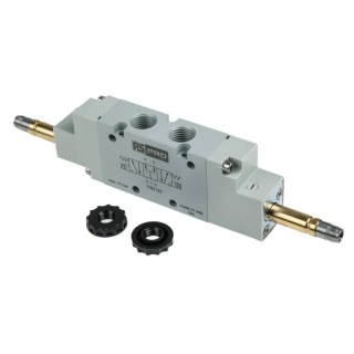 RS PRO Pneumatic Solenoid Valve 5/3 PC, 1/4 in Port, Aluminium Body, 12V DC/24V AC/DC/110V AC/220V AC, 10 bar Max 176-2123