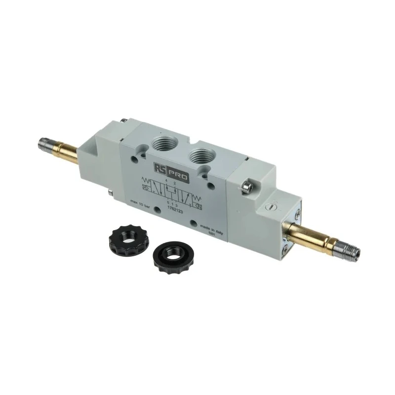 RS PRO Pneumatic Solenoid Valve 5/3 PC, 1/4 in Port, Aluminium Body, 12V DC/24V AC/DC/110V AC/220V AC, 10 bar Max 176-2123